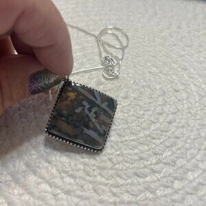 Gorgeous STICK AGATE Handmade Sterling 925 Pendant/Chain #254D